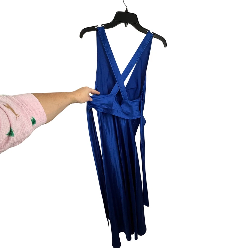 Vestido de Noche Valentino Intimo Azul Real Satinado Envolvente Boudoir Anfitriona S/M Foto 4 de 4