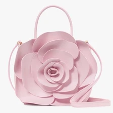 Kate Spade Rose 3D Flora Crossbody Bag Handbag Novelty Pink Horizon Leather NWT