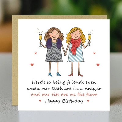 RED OCEAN Funny Card For Best Friend Birthday With Kraft Envelope Birthday Card For Bestie