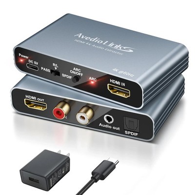 HDMI ARC Audio Extractor 4K60Hz, HDMI ARC Adapter to Optical/Spdif RCA 3.5Mm AUX