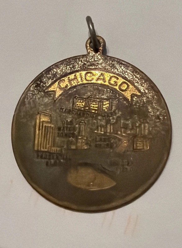 Vintage 50s Chicago Pictorial Souvenir Keychain Fob Mid-Century Prudential Metal
