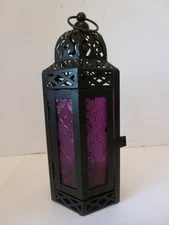 Moroccan Purple Candle Lantern Decorative Candle Holder Lamp