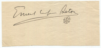 Wildlife Artist Ernest Thompson Seton Autograph with Paw Print Drawing