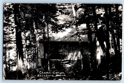 Readfield Maine ME Postcard RPPC Photo Chase's Camps Forest Scene c1940s Vintage