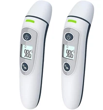 2) Ear Forehead Thermometer Digital Infrared Temporal Thermometer w/ Fever Alarm