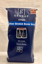 GEORGE 6PK COTTON STRETCH REGULAR LEG BOXER BRIEF M(32-34)