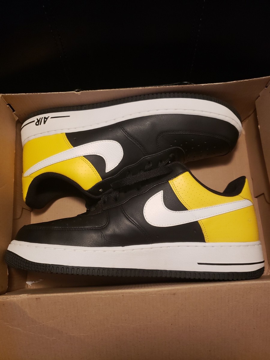 靴 NIKE AIR FORCE 1 BLACK YELLOW Nike Air Force 1 Black Yellow Swoosh Amarillo 2017 Size 11