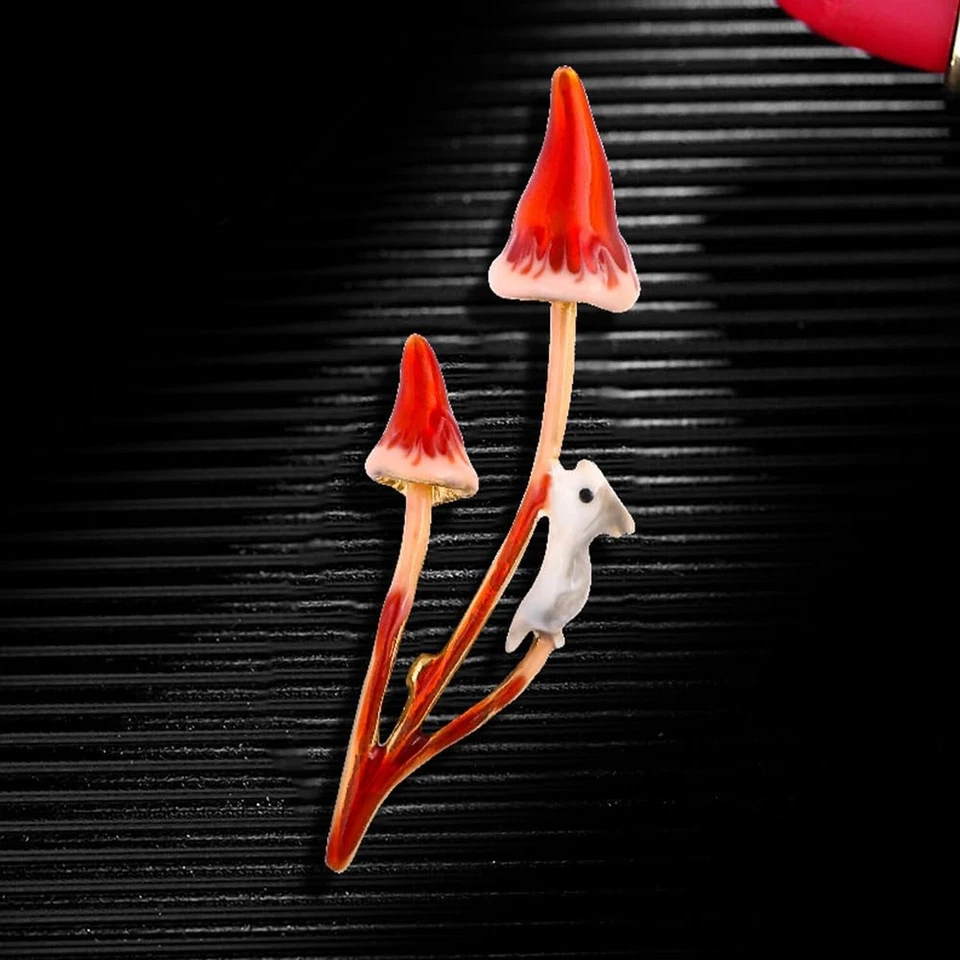 Broche prendedor de conejo de setas para mujeres niñas chapado en oro esmalte plantas animales B... Foto 3 de 4