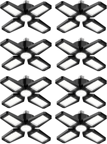 8 Pack LED Garage Light - 120W 12000LM Deformable Garage Ceiling Lights with 4+1 - Picture 10 of 12
