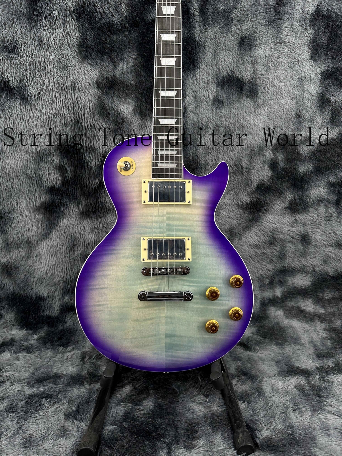 Purple LP Custom Electric Guitar Mahogany Neck Chrome Hardware Fixed Bridge