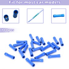 100Pcs Fully Insulated Copper Butt Connectors Blue 16-14 Gauge Vinyl