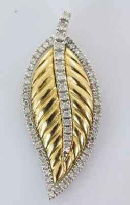 14K Yellow Gold Plated  Moissanite Women's Leaf Pendant 2Ct Round Cut