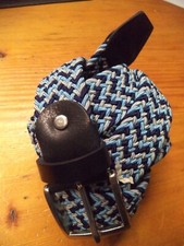 Blue Blue  Grey Elastic Braided Belt in 35mm - 100 Made in Italy