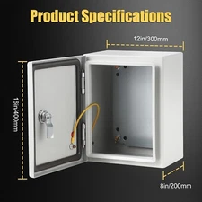 16x12x8'' Nema 4X Carbon Steel Electrical Enclosure IP66 Wall Mount Junction Box