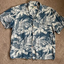 Paradise Found Hawaiian Shirt Men XL Blue Vtg Resort Vacation Beach Luau Tiki