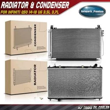 Aluminum Radiator & AC Condenser Cooling Kit for Infiniti Q50 14-18 V6 3.5L 3.7L