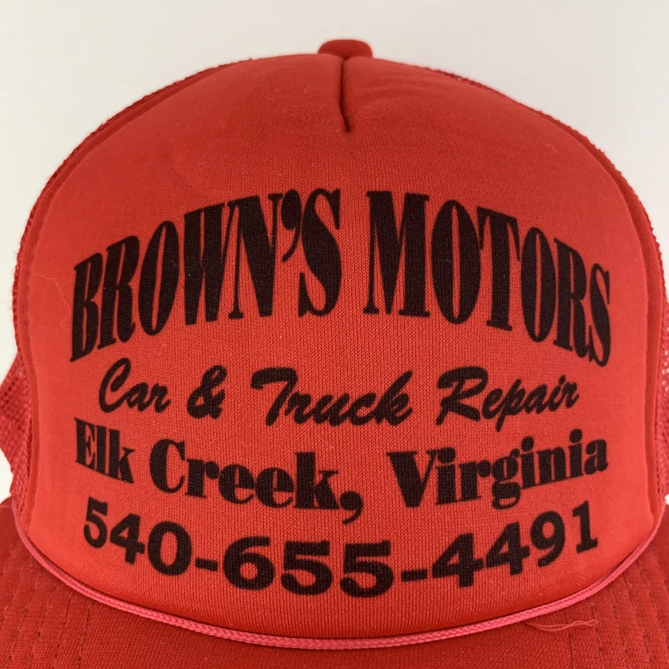 Винтажная бейсболка Browns Motors Elk Creek Va с логотипом из сетчатой пены с застежкой сзади для дальнобойщиков - Изображение 2 из 4