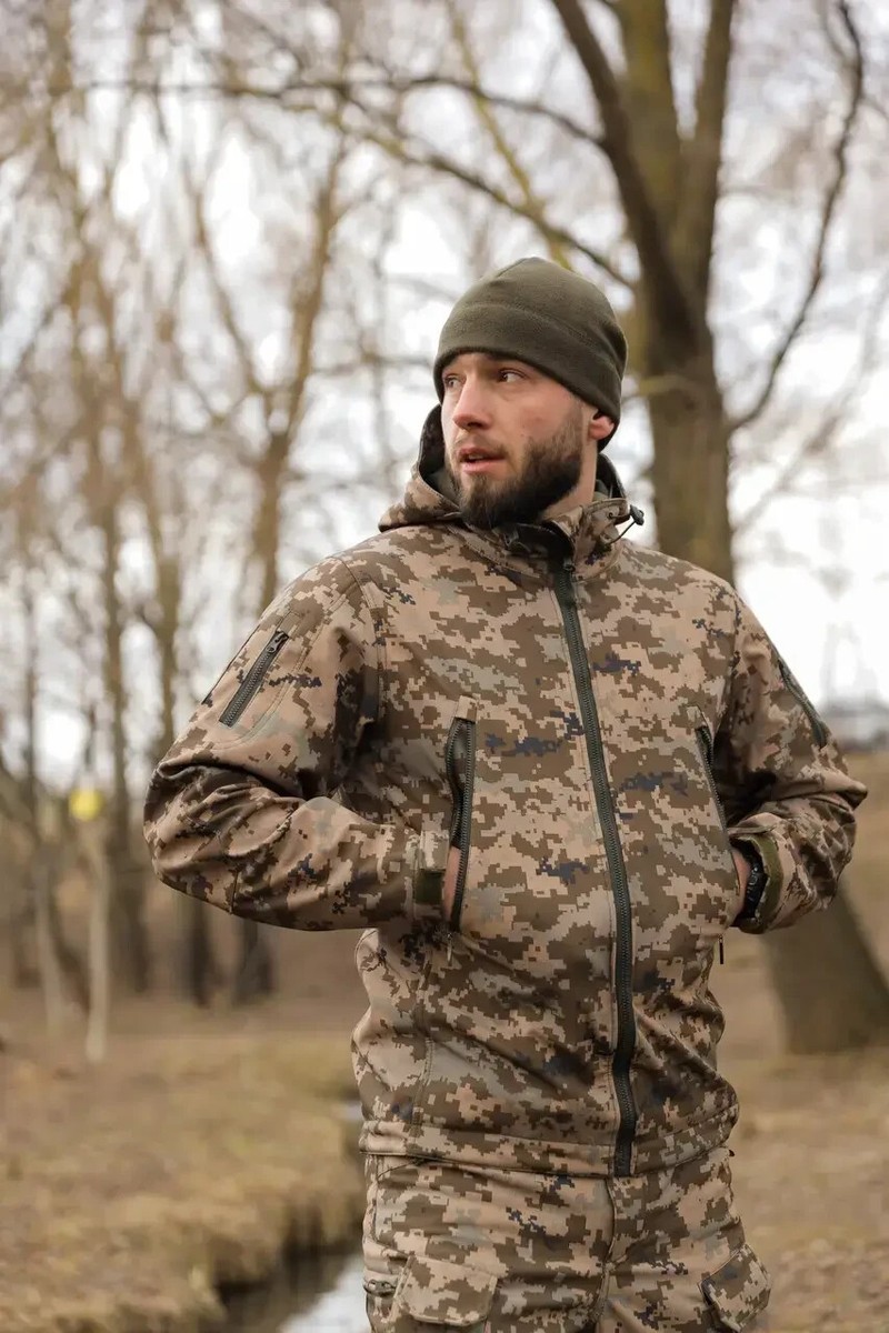 Tactical Ukraine Soft Shell Jacket Pixel Camo Military Outdoor