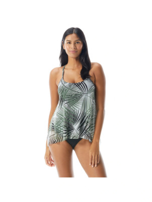 Coco Reef Womens Endless Summer Palm Mesh Layer Underwire Tankini Top Only 34D