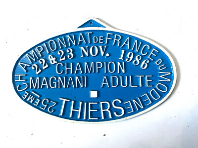 Aluminiumschild Wettbewerb Geflügelzucht Colombophile Thiers 1986 Modene Club