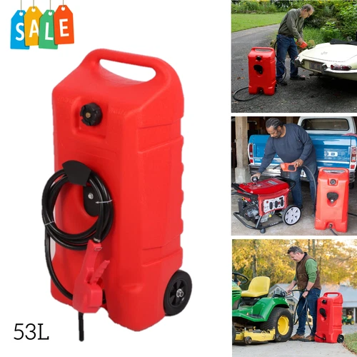 Kraftstofftrolley Mobile Tankanlage Benzinkanister mit Zapfpistolenpumpe 53L Rot - Bild 1 von 11