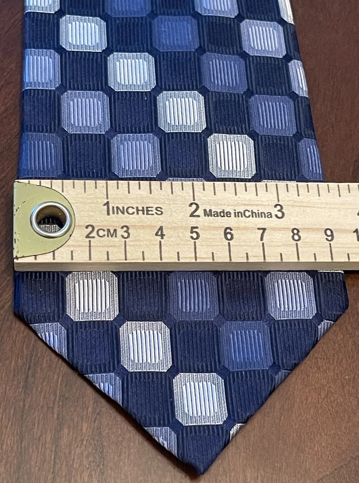 Corbata Preswick & Moore azul gris hecha a mano 100 % seda para hombre hecha en China Foto 4 de 4