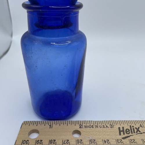 Cobalt Blue Glass Bottle Jar with Lid Made in Taiwan 2" wide 5" tall - Picture 8 of 8