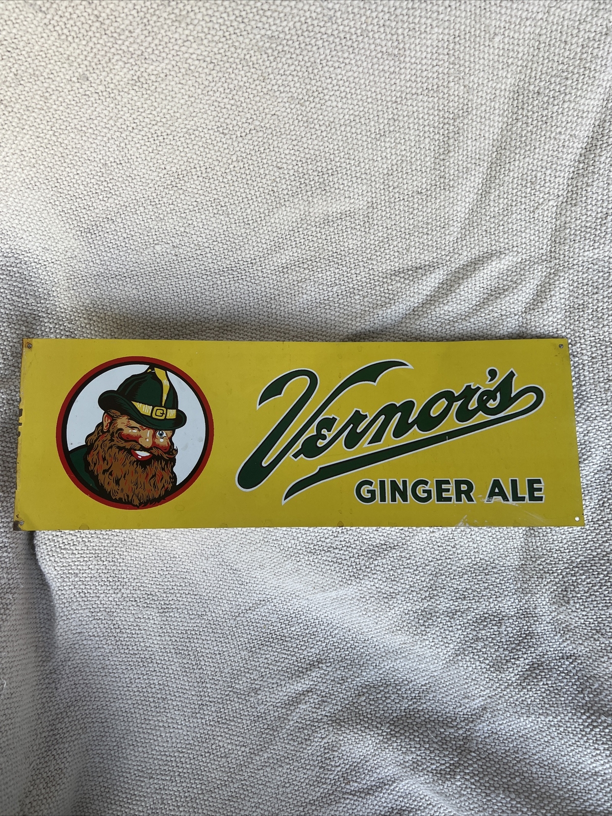 VERNOR'S GINGER ALE MAN WITH HAT 24" HEAVY DUTY USA MADE METAL
