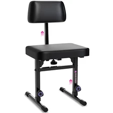 Adjustable Piano Bench Stool - Black Padded Seat w/ Backrest for Keyboard Player