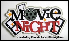 MOVIE NIGHT title paper piecing for Premade Scrapbook Pages DIE CUT by Rhonda
