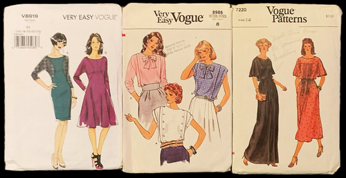 17 Vogue Vintage Schnittmuster gebraucht meist 80er Jahre gesmoktes Dichterkleid - Bild 16 von 18