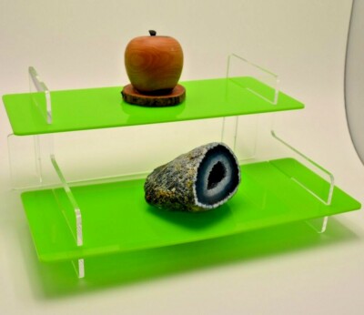 2 Etagen Acryl Display Grün Regale Einzelhandel Sammlerstück Aufsteller Plexiglas 