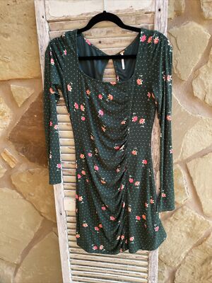 Free People Celia Mini Dress in Emerald Jewel Combo Size XS | eBay