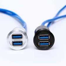 USB Connector Socket Metal Panel Mounted Double USB Female A to Male A 60cm Wire