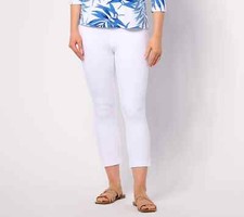 Belle by Kim Gravel Coastal Crop Perfect Ponte Pants-White-Reg 10-NEW-A640318