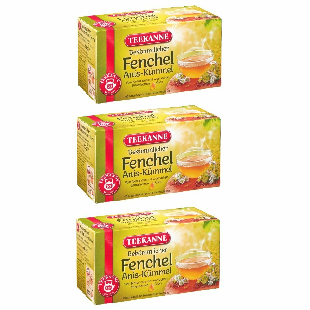 3x Teekanne Fennel Anise Caraway Tea 60g / 2.11oz 20 Bags Tea from