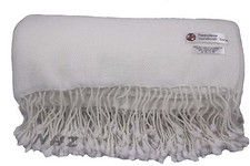 Himalayan Cashmere Throw Natural White Color Blanket 54"x108" Hand Made in Nepal