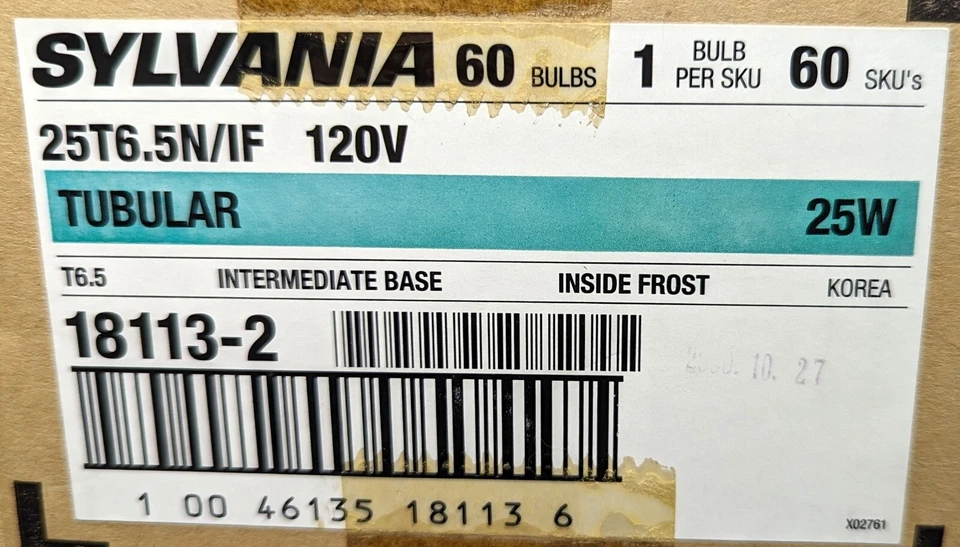 (60) Sylvania 18113 25T6.5/IF 120V Frosted E17 Intermediate Base [B7BC] - Image 2 of 4