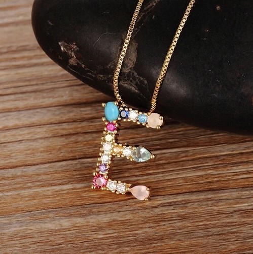 Stainless Steel Necklace Swarovski A-Z 
