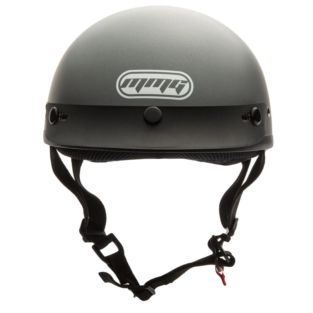 MMG Helmets Half Skull Cap Motorcycle Helmet DOT Flat Matte Grey Medium
