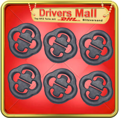 6 x  Auspuff Gummi Halter AUDI 80 100 200, VW POLO GOLF, SKODA  23620