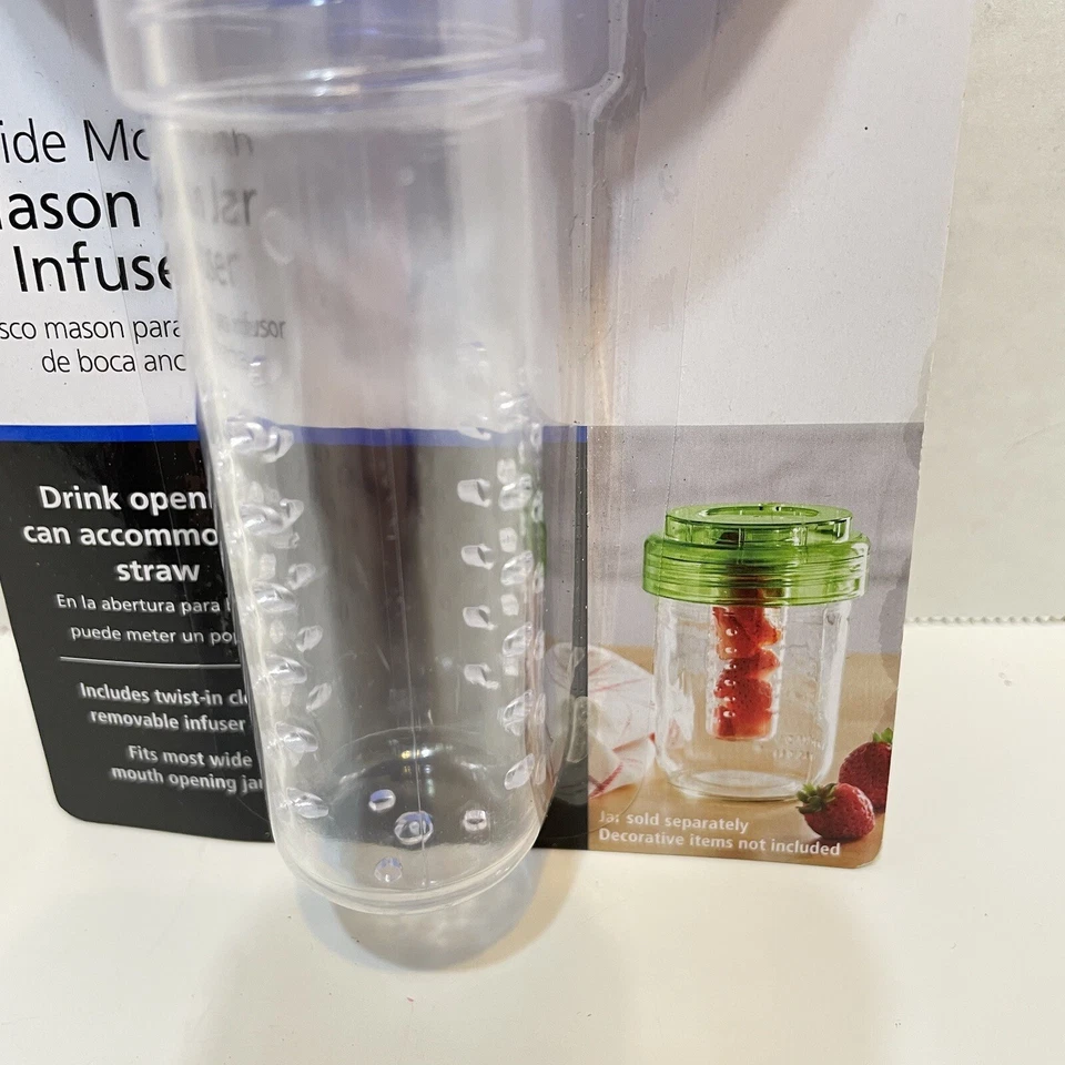 Mason Jar注入器盖宽口带开口适用于吸管蓝色全新密封 — 第 3/4 张图片