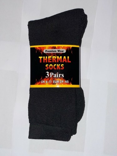 Mens Black Thermal Socks Premium Wear Winter Warm & Thick 3 Pairs UK Sizes 6-11 - 第 1/5 張圖片