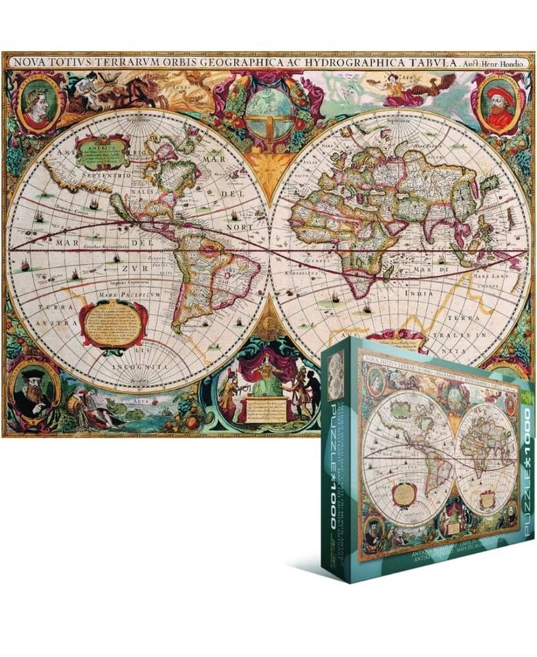 EuroGraphics Antique World Map Puzzle (1000-Piece) NEW FACTORY SEALED - Image 3 of 4
