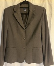Ann Taylor Womens Blazer Gray Three Button Lined Career Classic Size 12