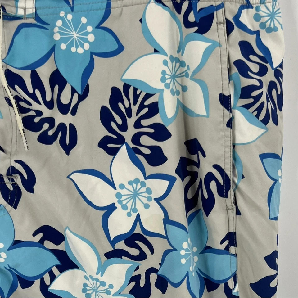 Wave Zone Swim Trunks Shorts Mens XL Blue Gray Tropical Floral Print Mesh Liner - Image 2 of 4