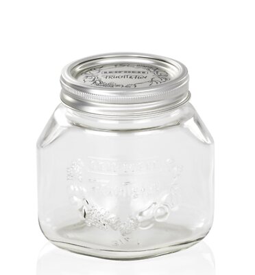Leifheit Einkochglas 0, 75 L, formschönes Einmachglas mit Deckel und Ring, Einma