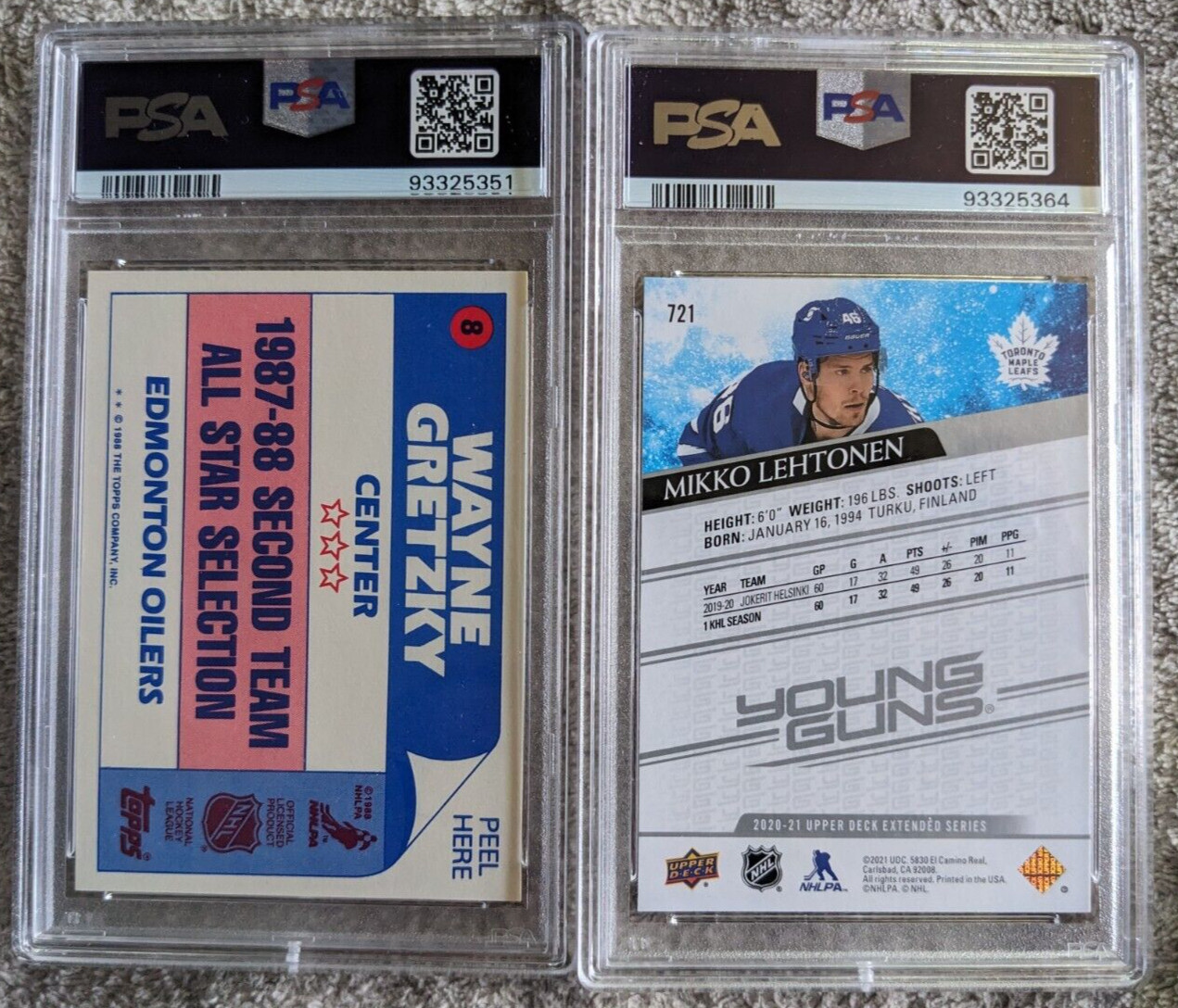 PSA Graded Hockey Cards Lot Wayne Gretzky Auston Matthews Young Guns view 3