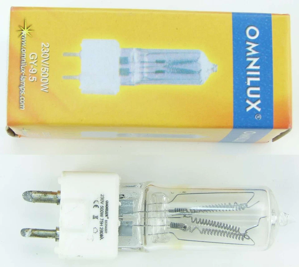 4 x Omnilux 500W 230V A1/244 Sockel Gy-9,5 Gy 9,5 für Raylight Reflektoren NEU - Bild 4 von 4