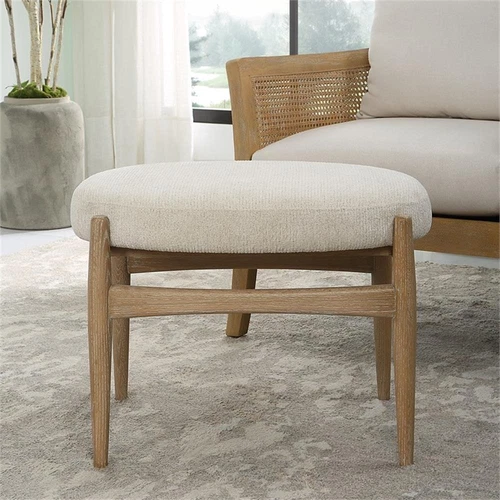 Uttermost Acrobat Wood and Fabric Small Bench in Off White/Oak - Picture 6 of 6